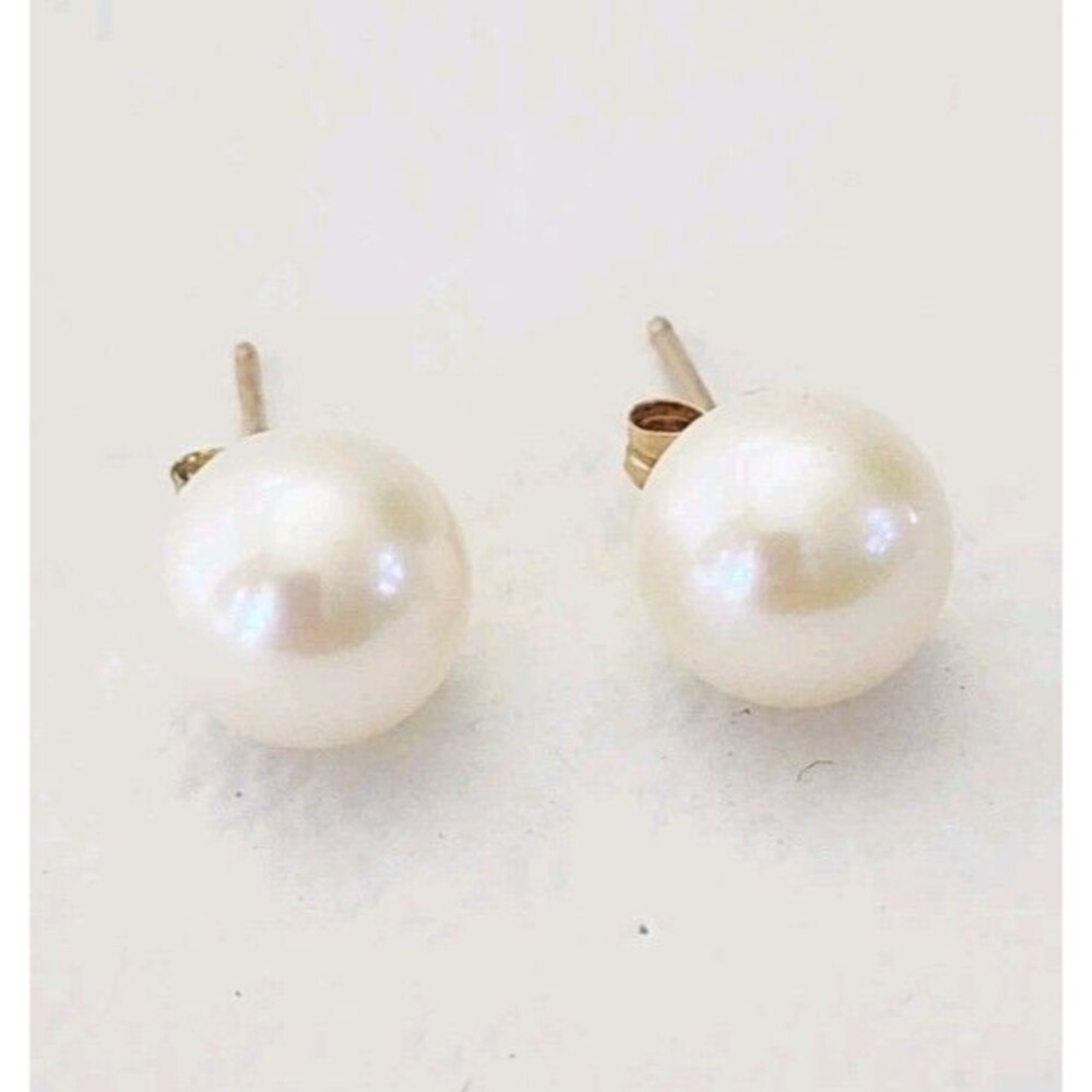 10K Yellow Gold 8mm Pearl Stud Earrings
